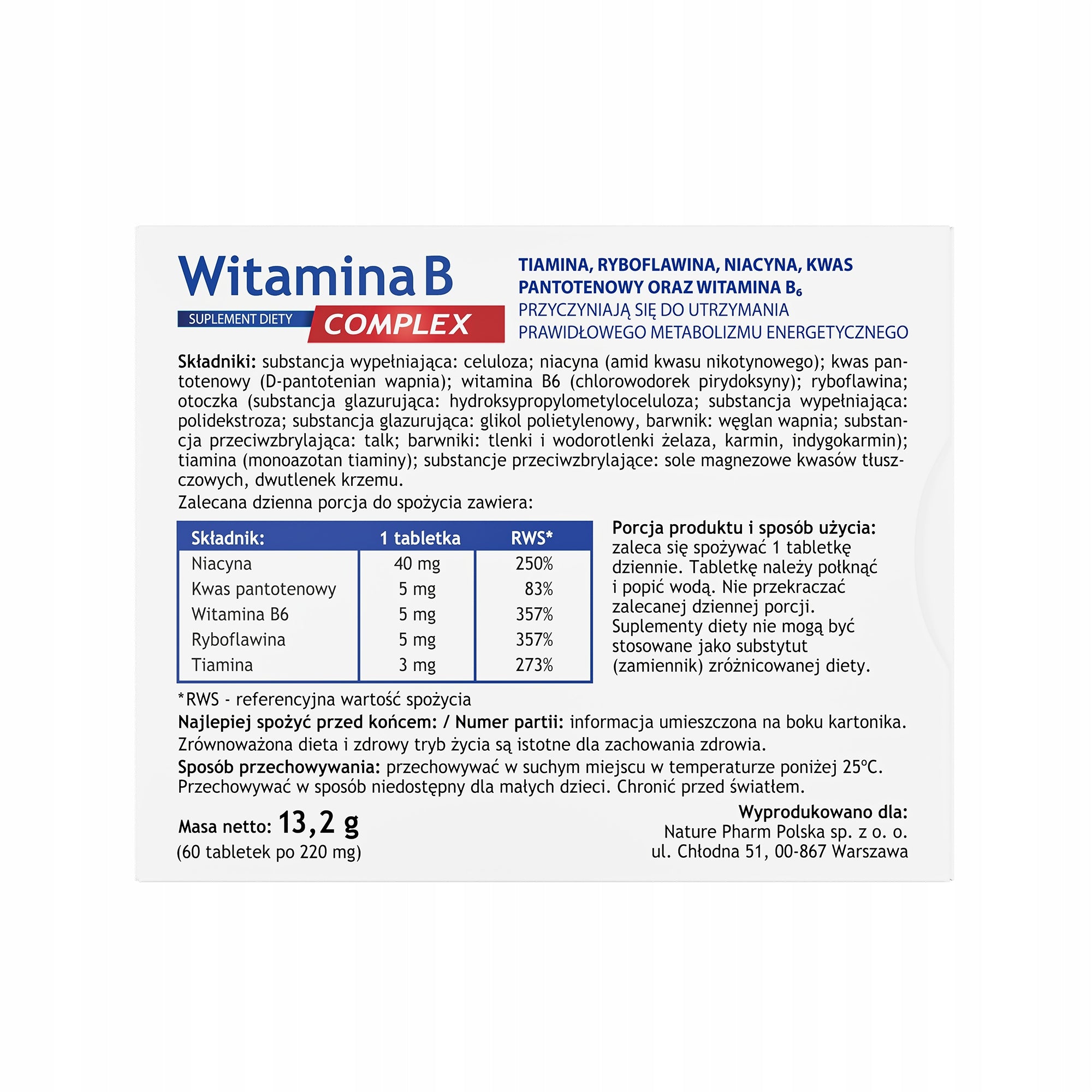 Nature Pharm Vitamin B Complex 60 tablets Brand Nature Pharm