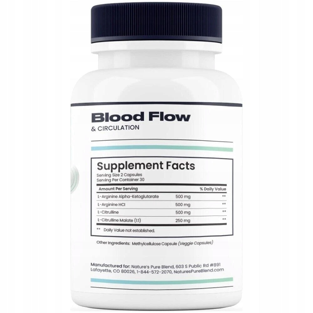 Nature Pure Blend Dietary Supplement with Nitrogen Oxide Supports Blood Health and Expiration date at least 1 year from the date of purchase