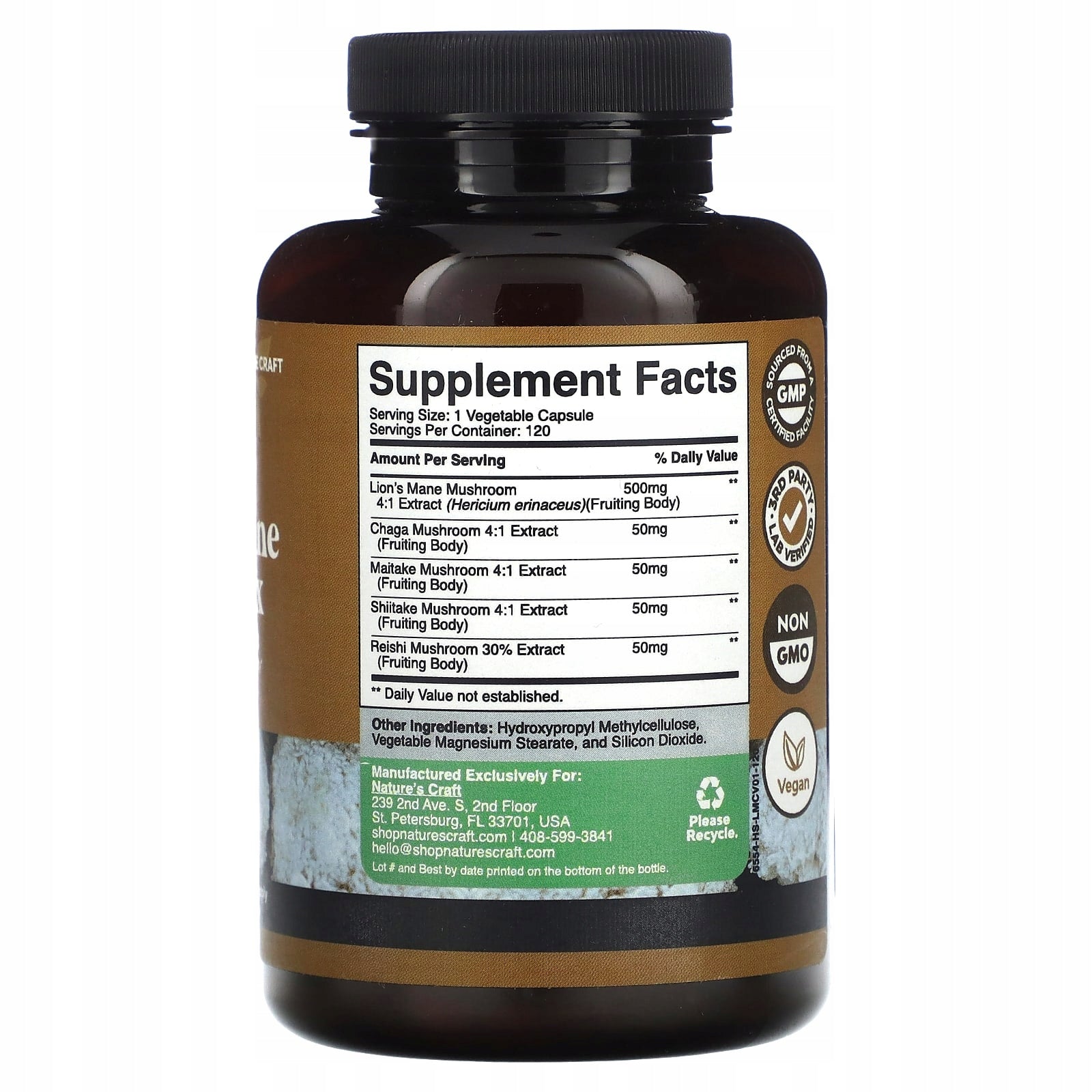Nature's Craft, Lion's Mane Complex, 120 capsules Expiration date at least 3 months from the date of purchase