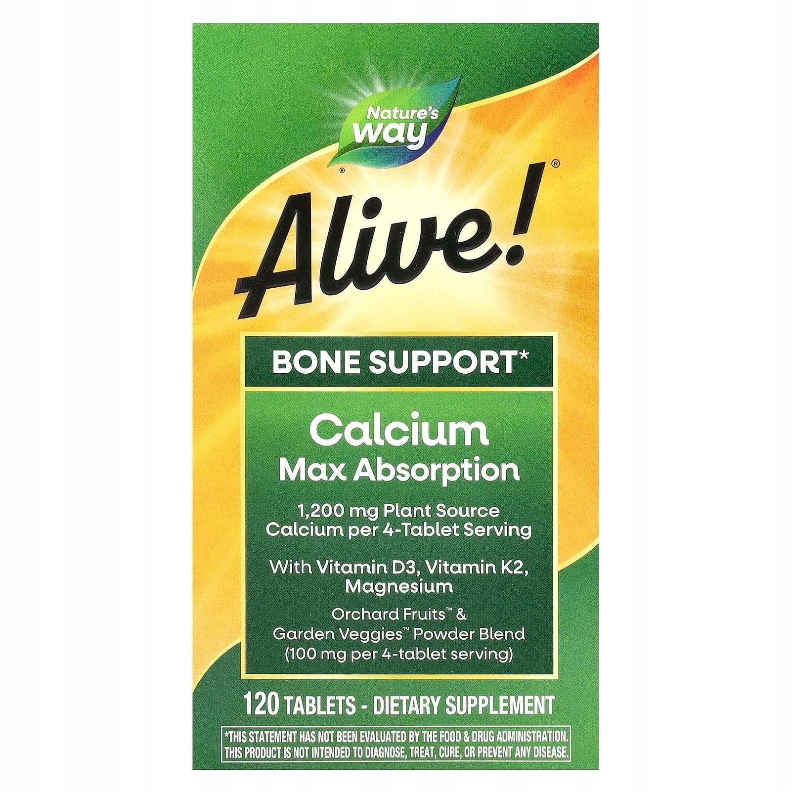 Nature's Way, Alive! Calcium with maximum absorption, 120 tablets