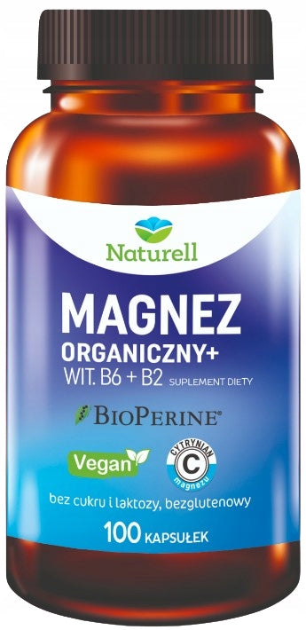 Naturell ORGANIC MAGNESIUM + VITAMIN B6 + B2 vitamin B 100 kaps.