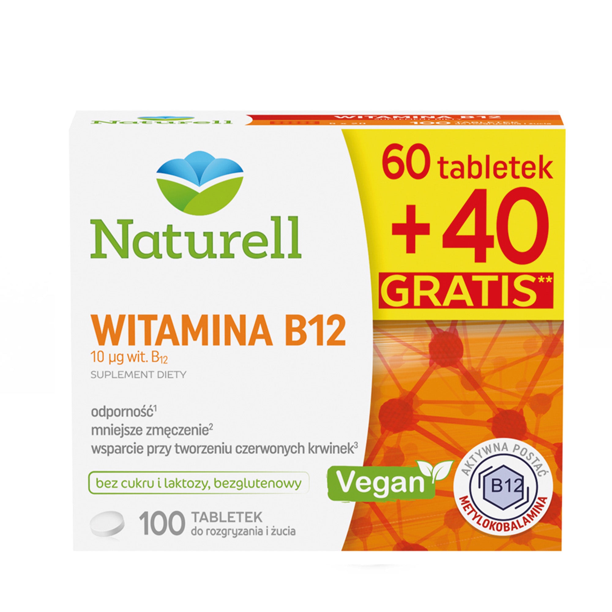 Naturell Vitamin B12 100 tabl VEGAN | FATIGUE, FATIGUE, NERVOUS SYSTEM