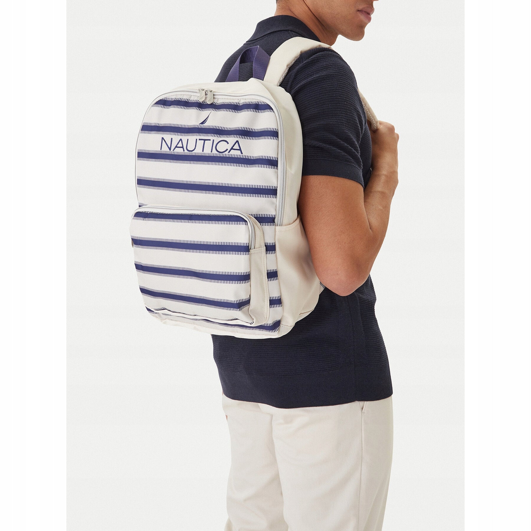 Nautica Backpack Unisex Beige NAUTICA-CWBEO-NTC-P-005-09 Beige Navy Blue Brand nautica