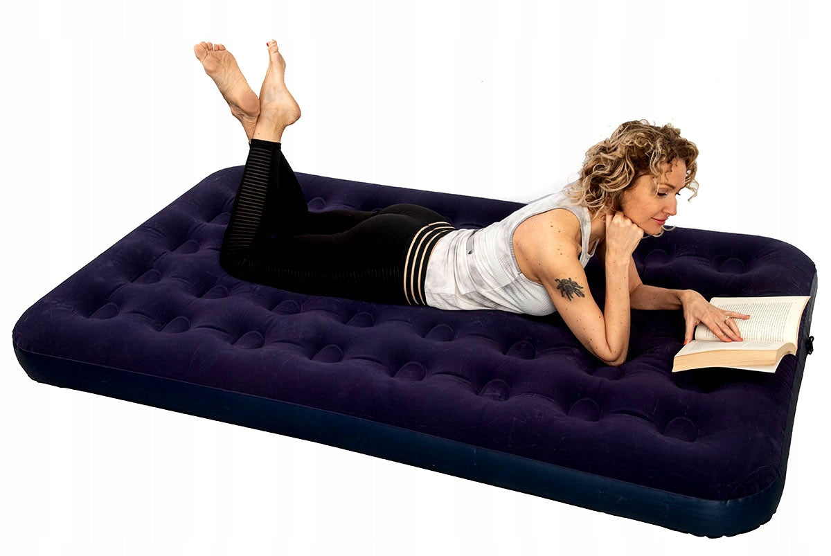 Navy Blue 2-Person Flocked Mattress 191x120 CM Inflatable Tent Camping