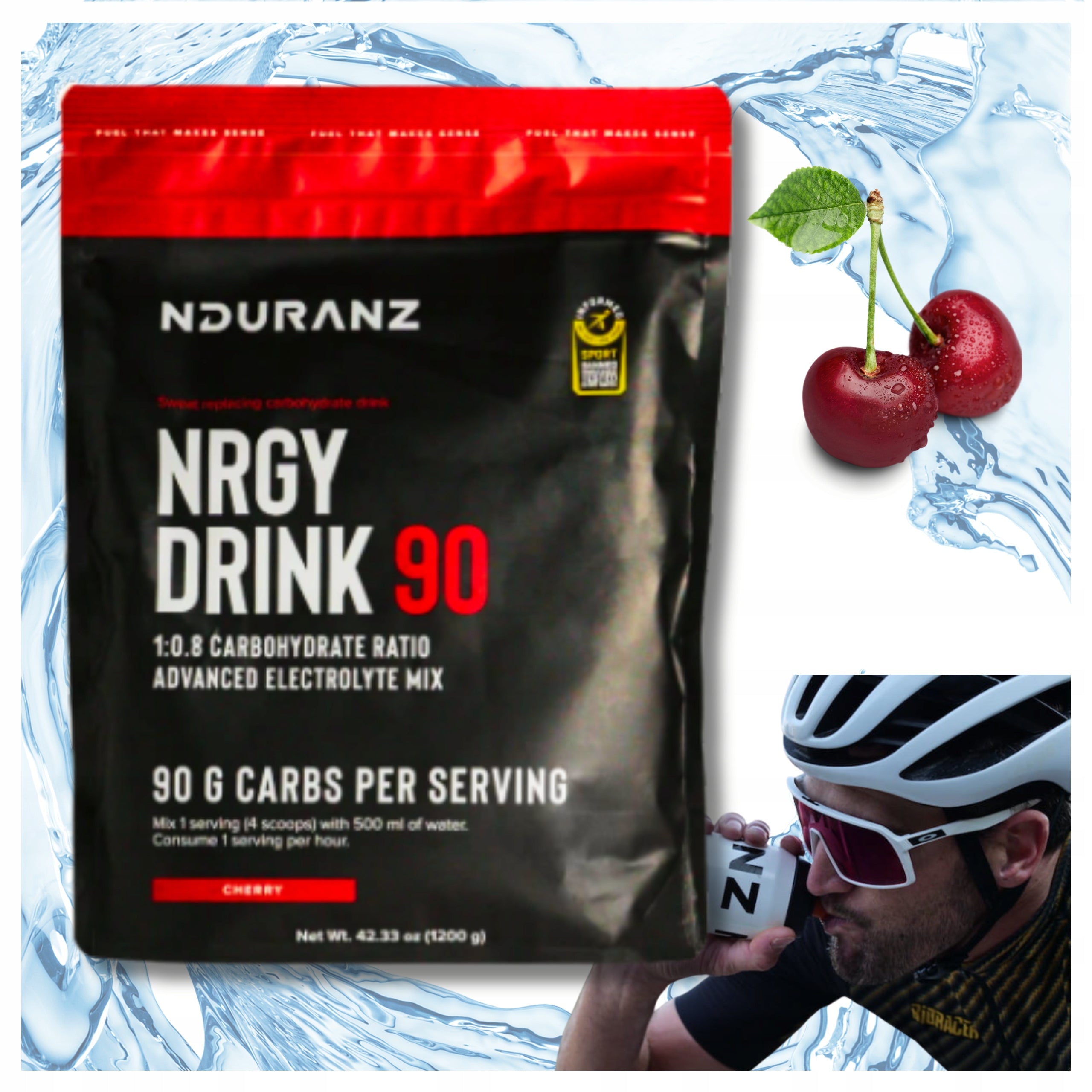 Nduranz Nrgy Unit Drink 90 1200g Carbohydrates Isotonic Cherry Flavour