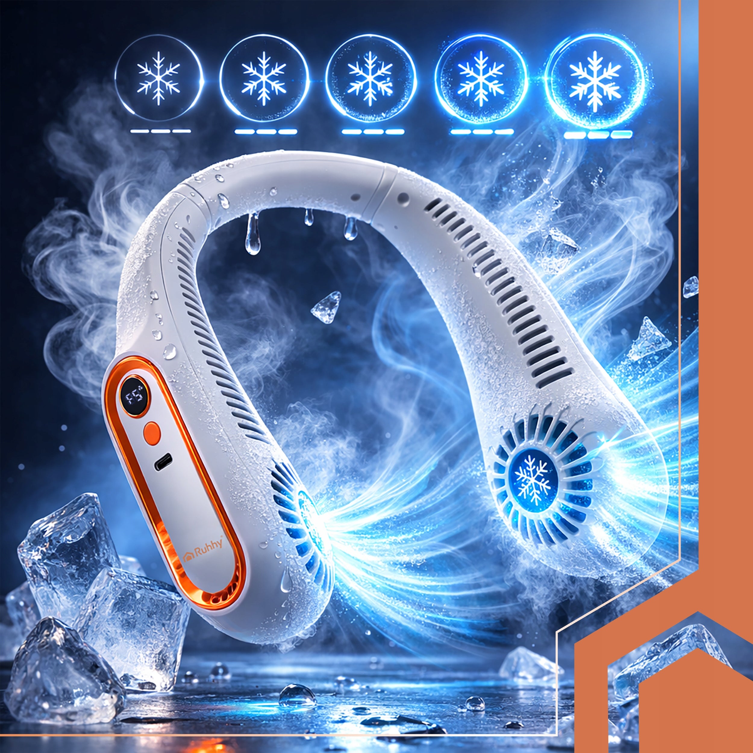 Neck Fan Mini Windmill Portable Wireless Cooling USB-C Manufacturer code Wentylator na szyję Ruhhy 27414