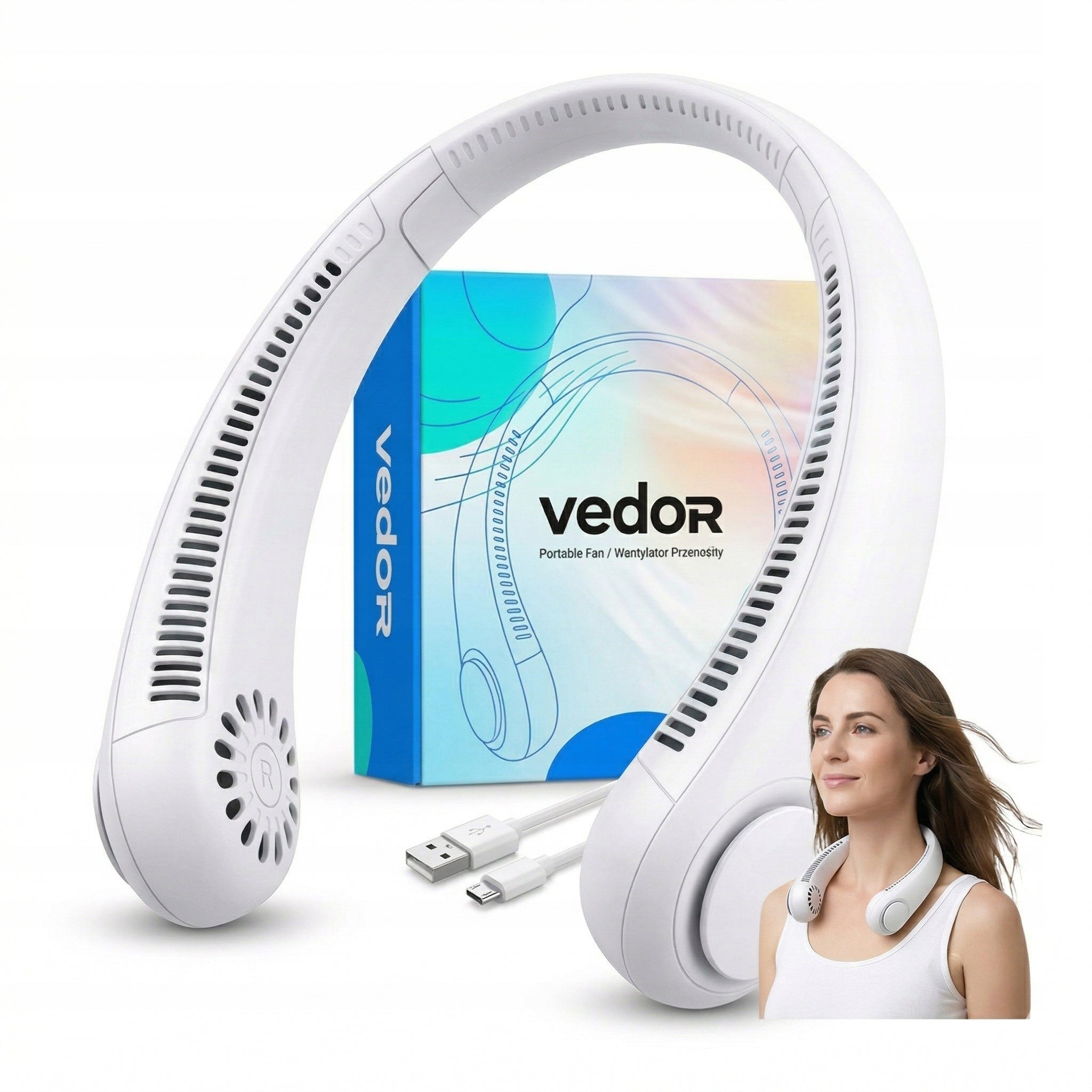 Neck Fan Portable Bladeless Fan USB Quiet Powerful Sports