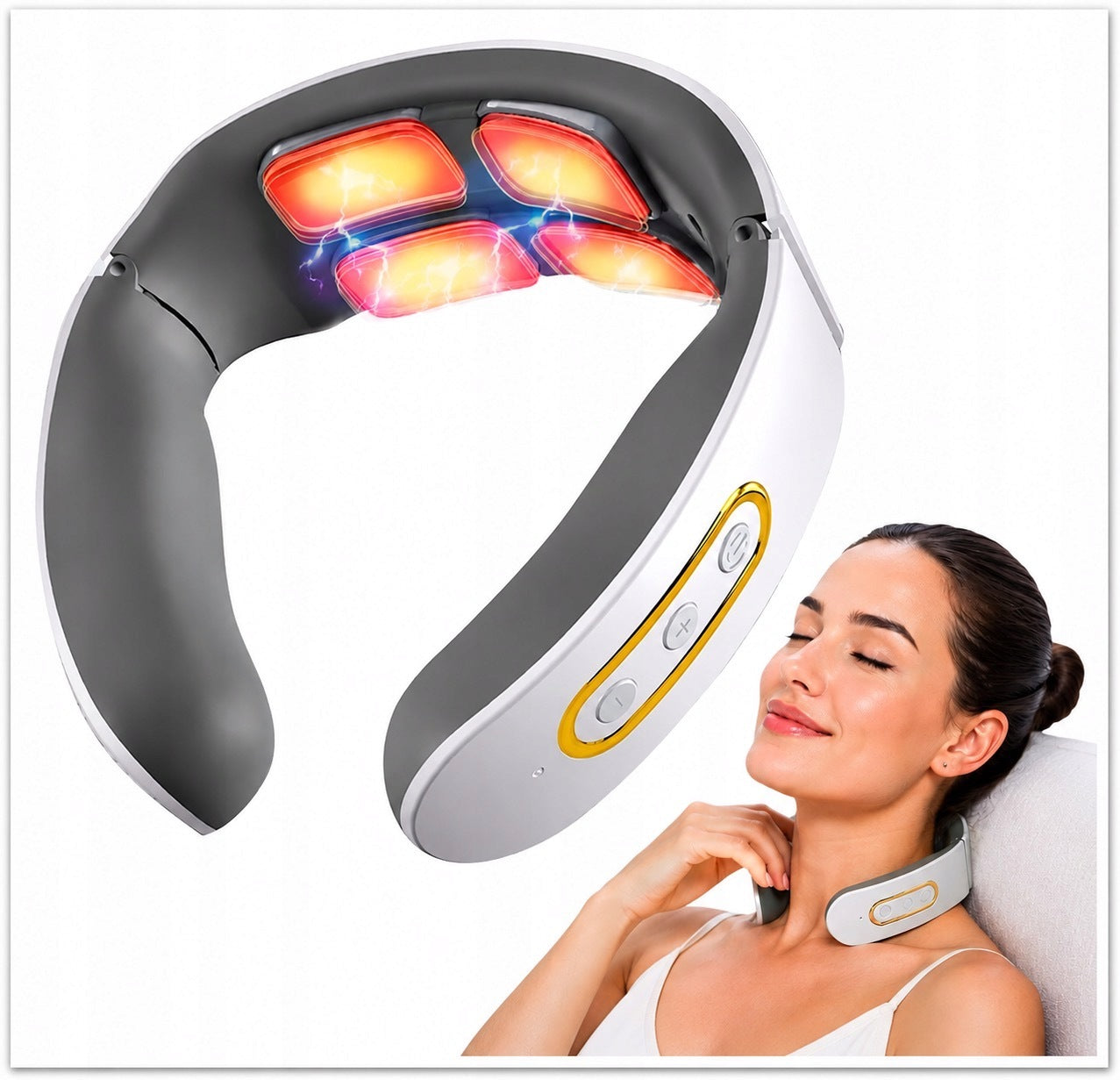 Neck Massager EMS Electric Wireless USB 4 Electrodes JT-809
