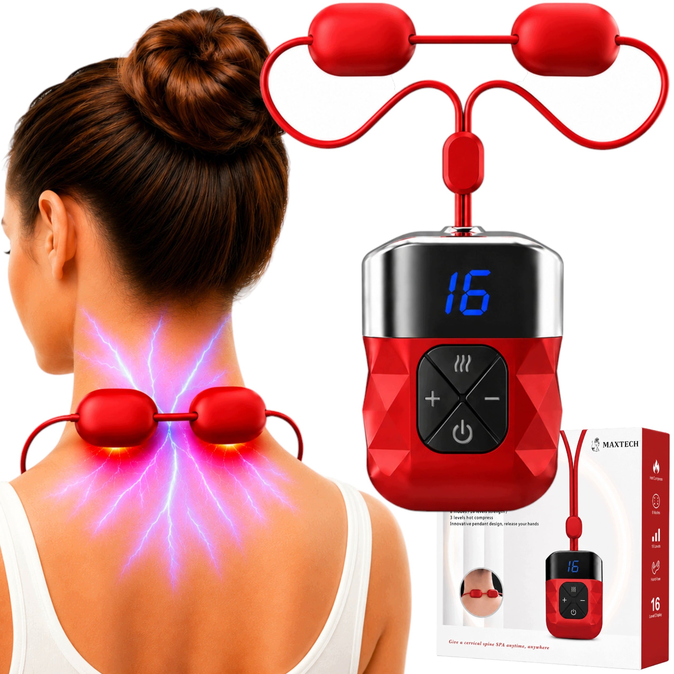 Neck Massager Wireless EMS Electrostimulator 16 Levels 8 Modes