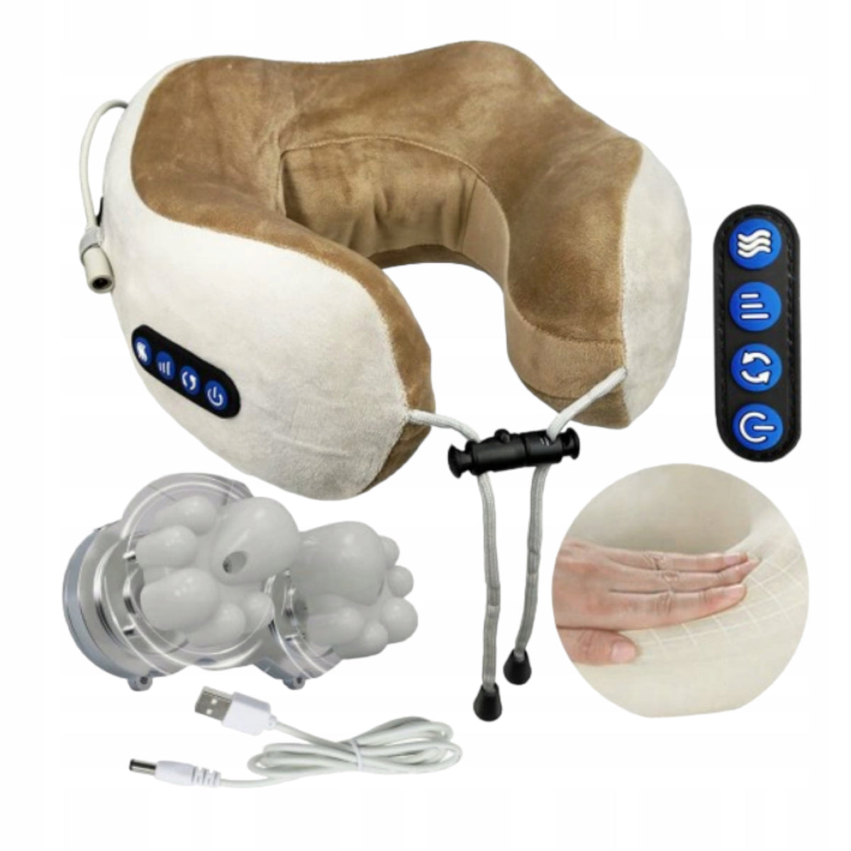 Neck Travel Pillow Neck Massager Rogal for Airplane Travel Headrest Color brown