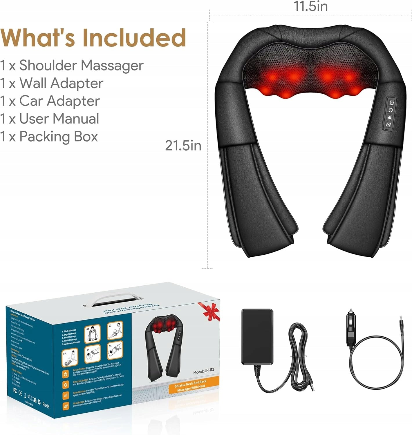 Neck and Back Massager with Heating