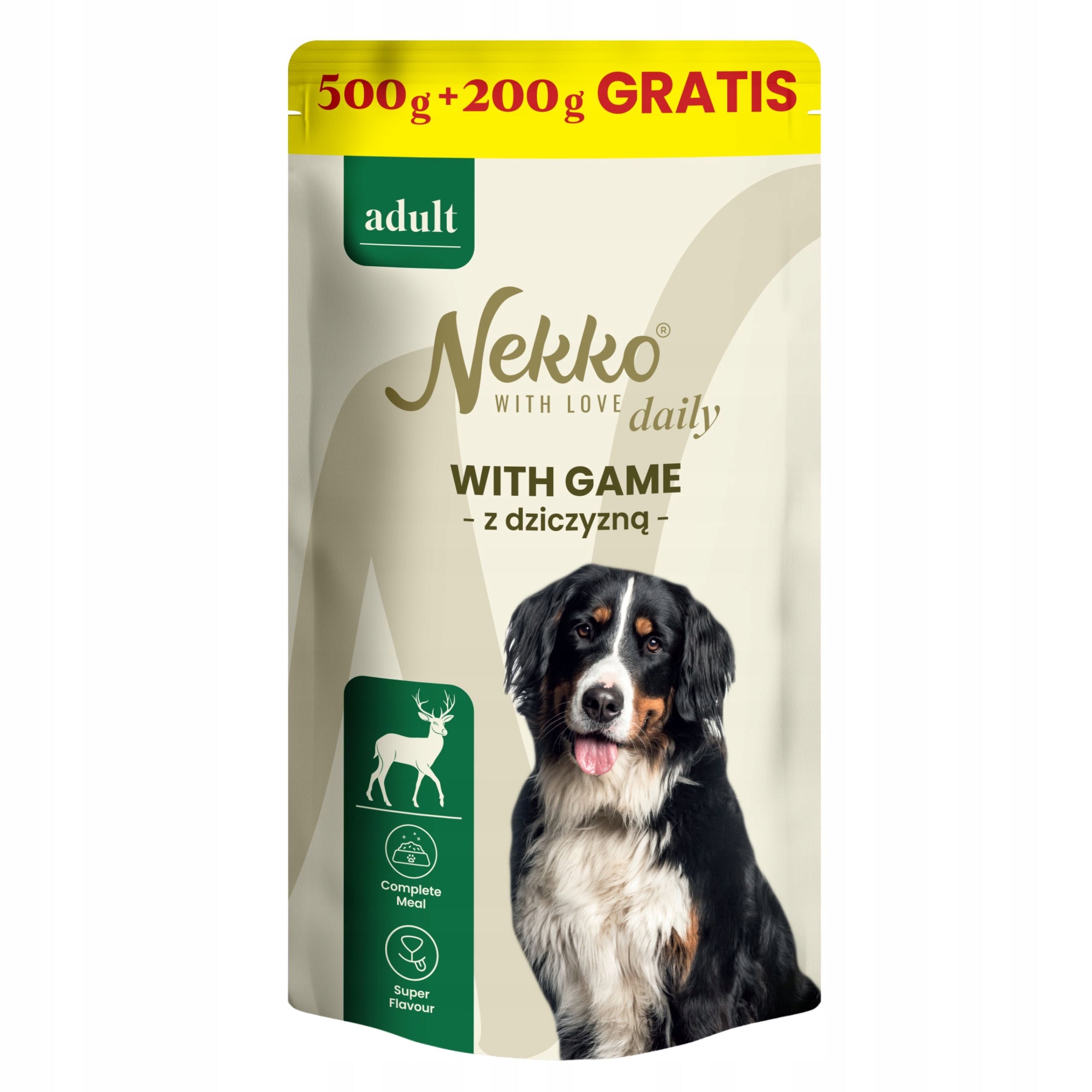Nekko Daily Wet Dog Food venison Sachets 500g Plus 200g Freebie