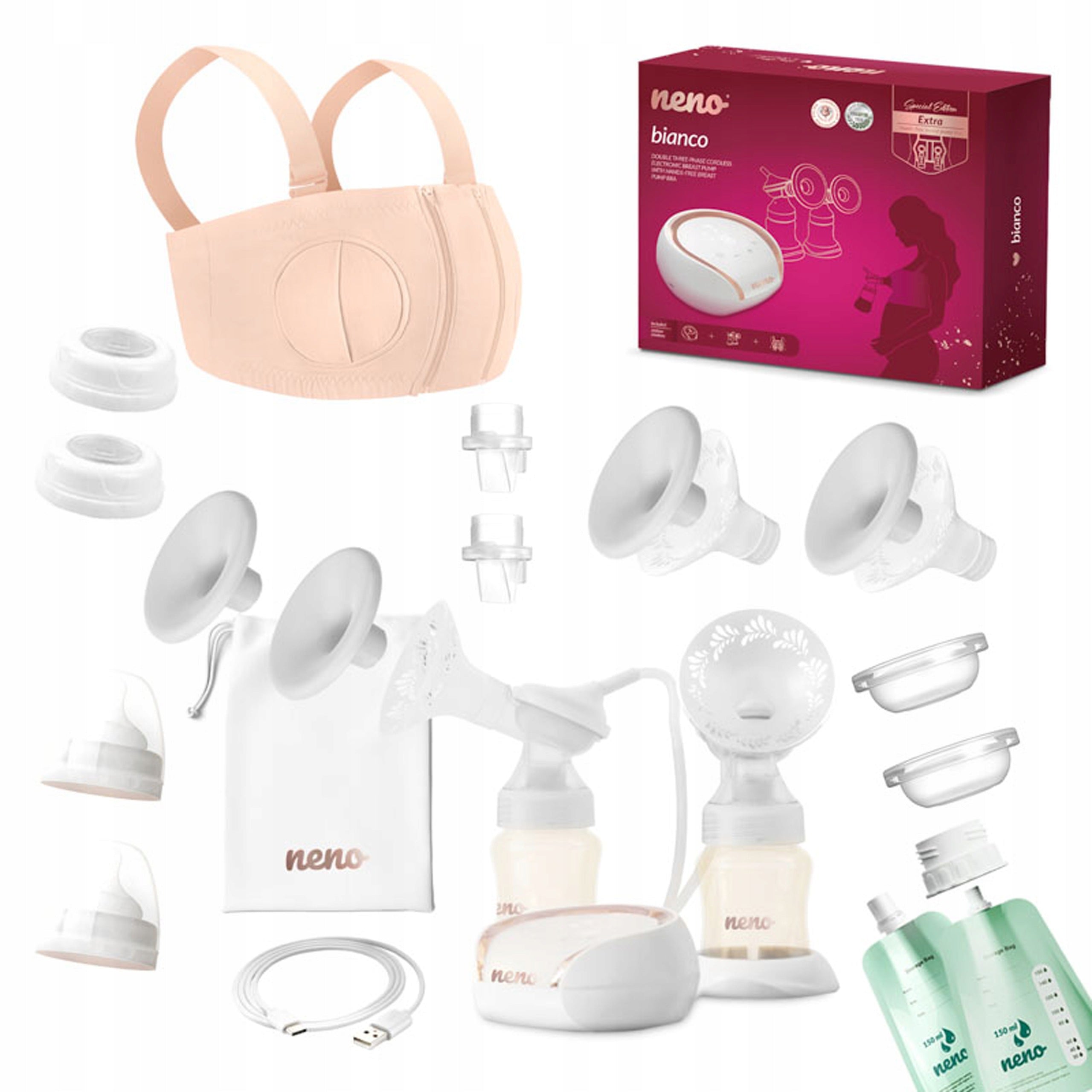 Neno Bianco Dual Three Phase Wireless Electric Breast Pump + CORSET