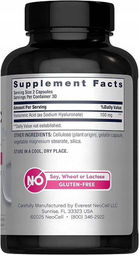 NeoCell Hyaluronic Acid – 100 mg Per Serving, 60 Capsules Manufacturer code 016185096646
