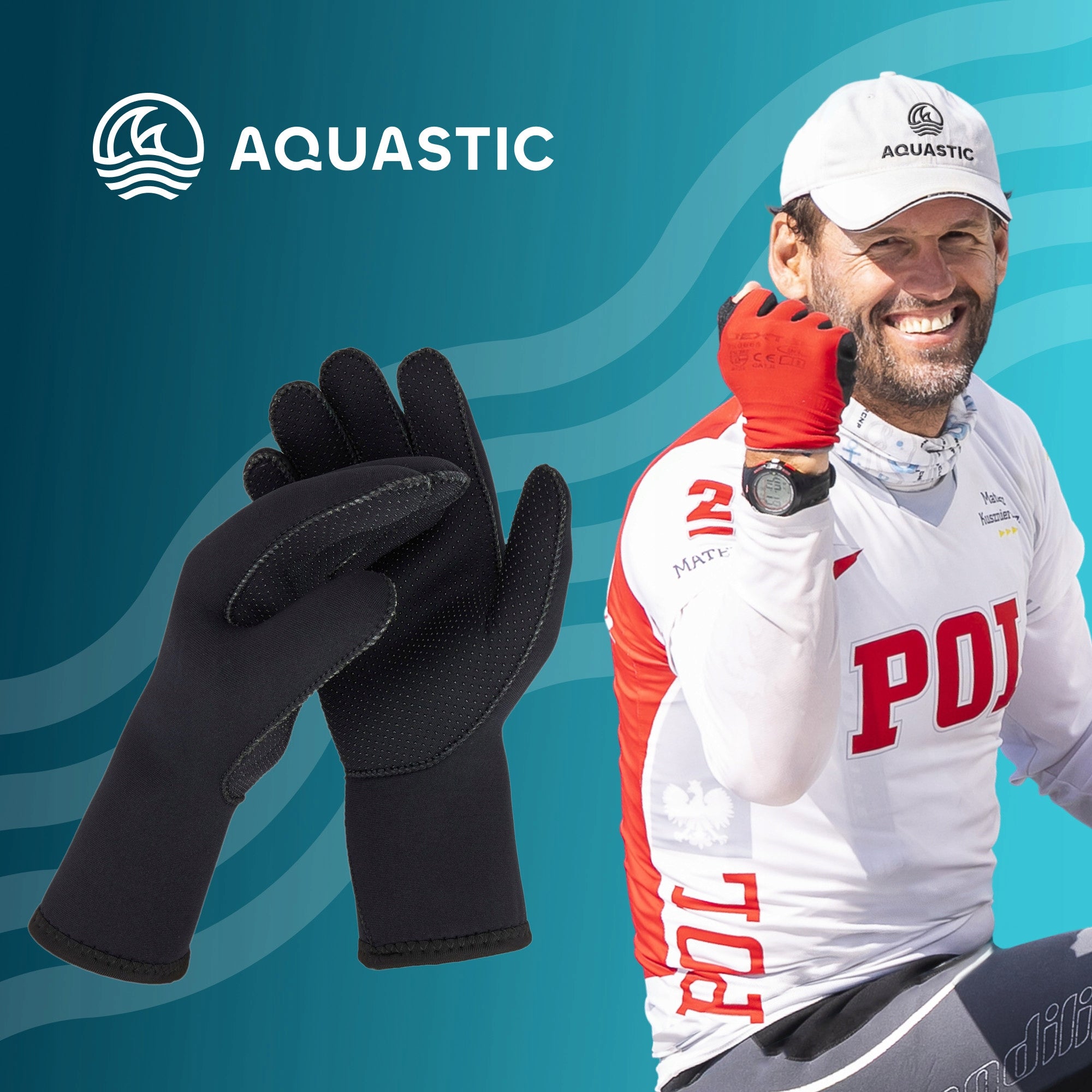 Neoprene gloves AQUASTIC Wintstick Gloves 3 mm black S Manufacturer code AQS-B4AP003-BLK