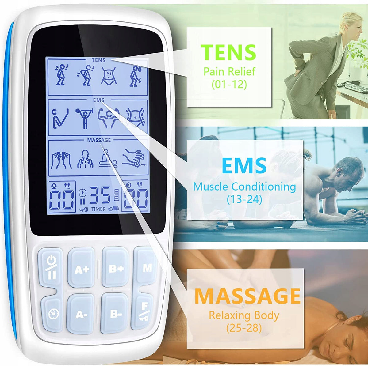 Nerve Muscle Electrostimulator TENS EMS MASSAGE Two Channel 68 Manufacturer code al25100903