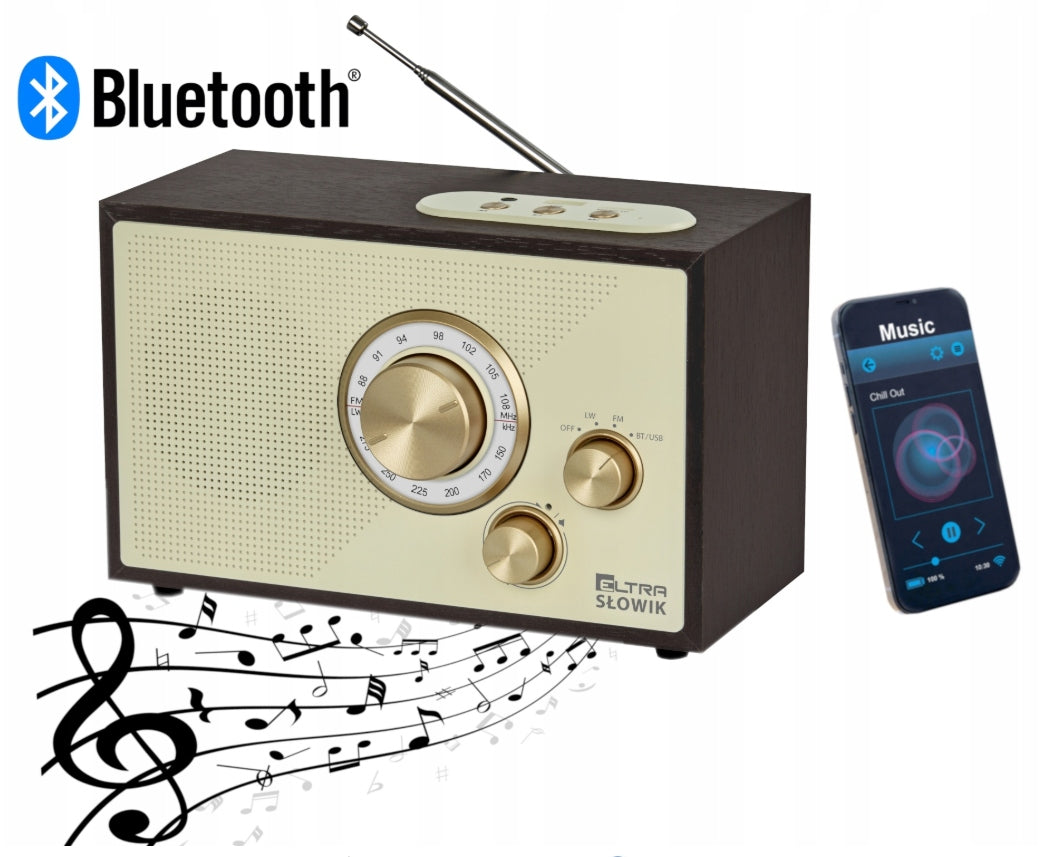 Network radio FM, LW Eltra NIGHTINGALE MP3 USB microSD BLUETOOTH dark brown