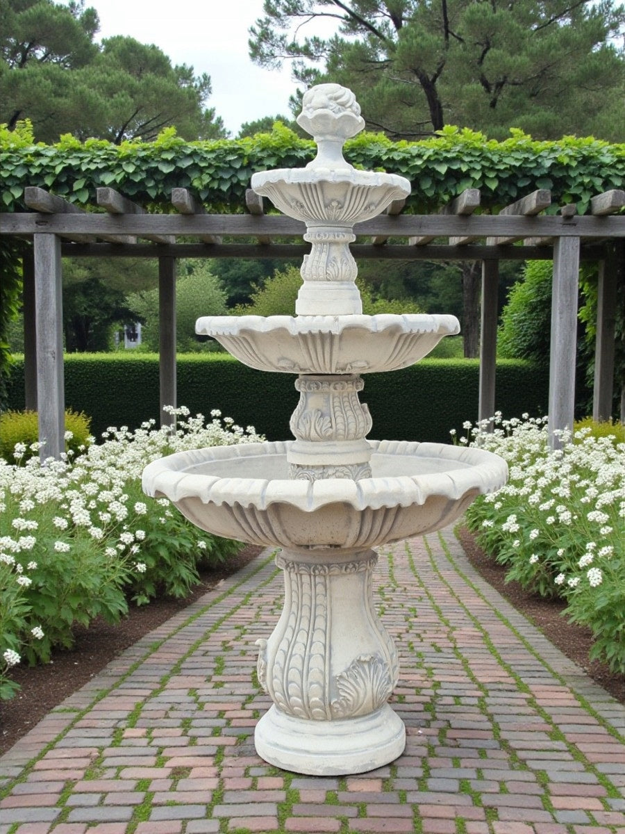 Nevada Garden Fountain White Cement Conglomerate Garden Figure Ag-Bet Manufacturer code Fontanna Nevada trzypoziomowa