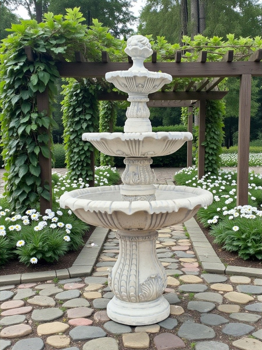 Nevada Garden Fountain White Cement Conglomerate Garden Figure Ag-Bet