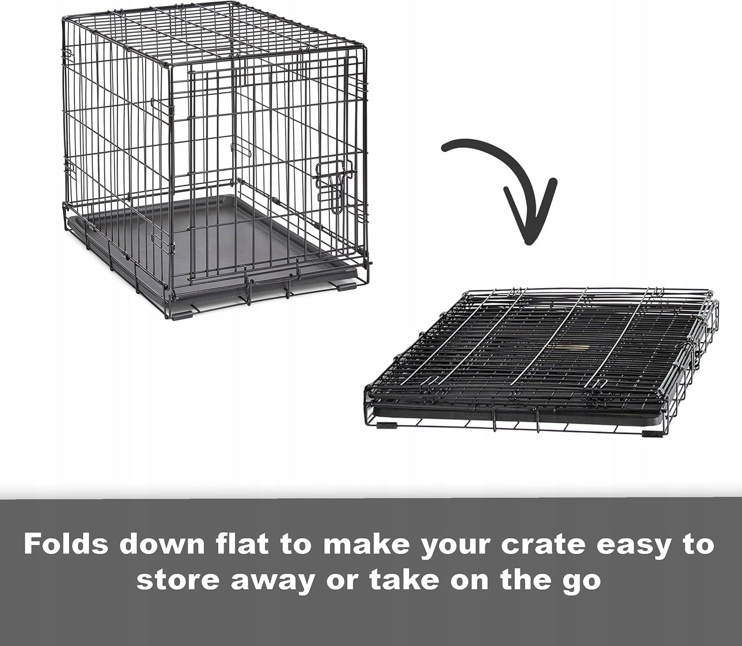 New World Folding Metal Dog Cage Single Door 63x46x49 Additional features with flooring