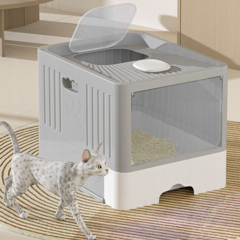 New XXL48x38x37cm Cat Litter Box Closed with Drawer Anti-Fragrance Large Color gray