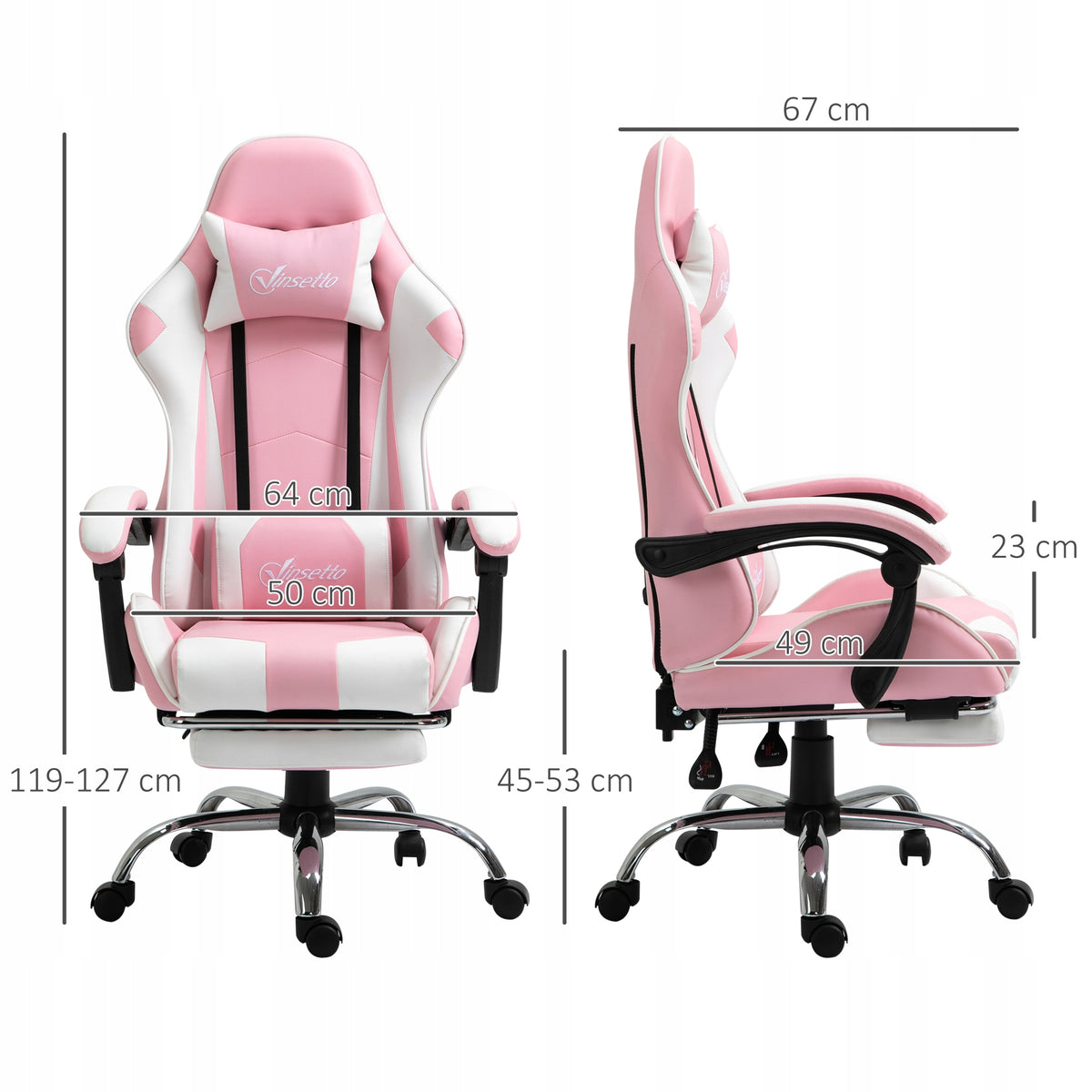 New style Gaming chair, ergonomic, pink and white Brand no brand