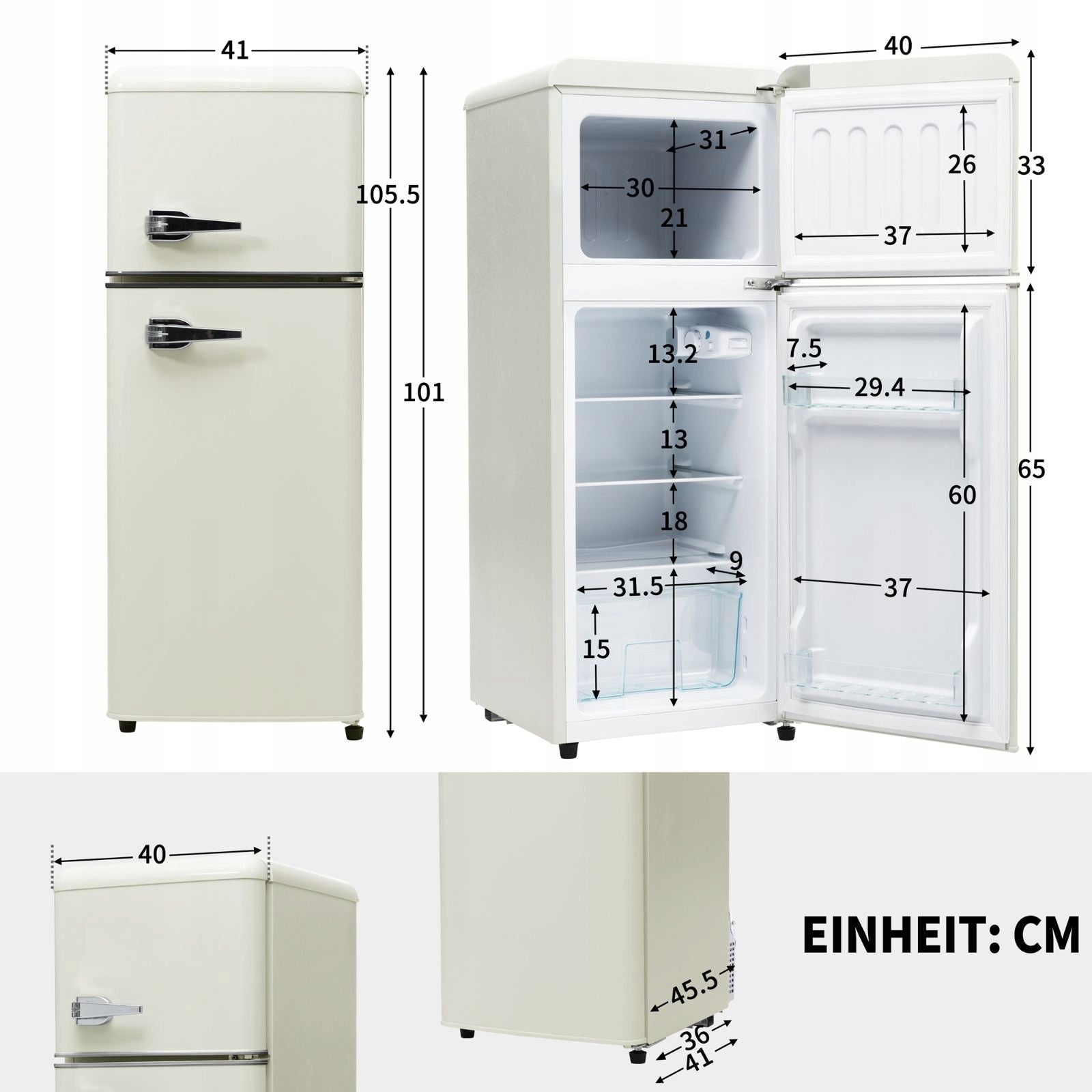 New style Retro fridge with freezer 105.5 cm Brand no brand