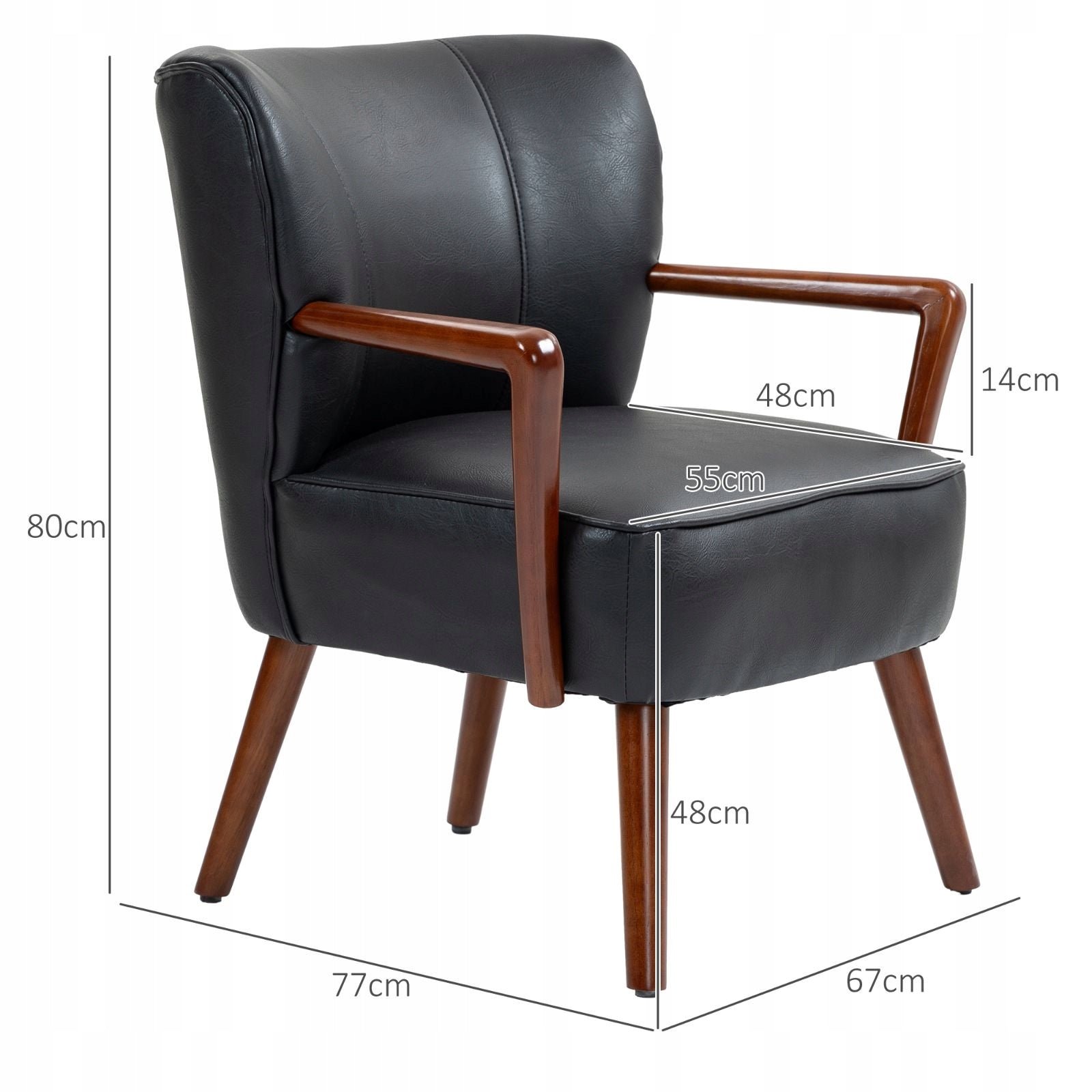 New style Upholstered chair with armrests black eco leather Brand no brand