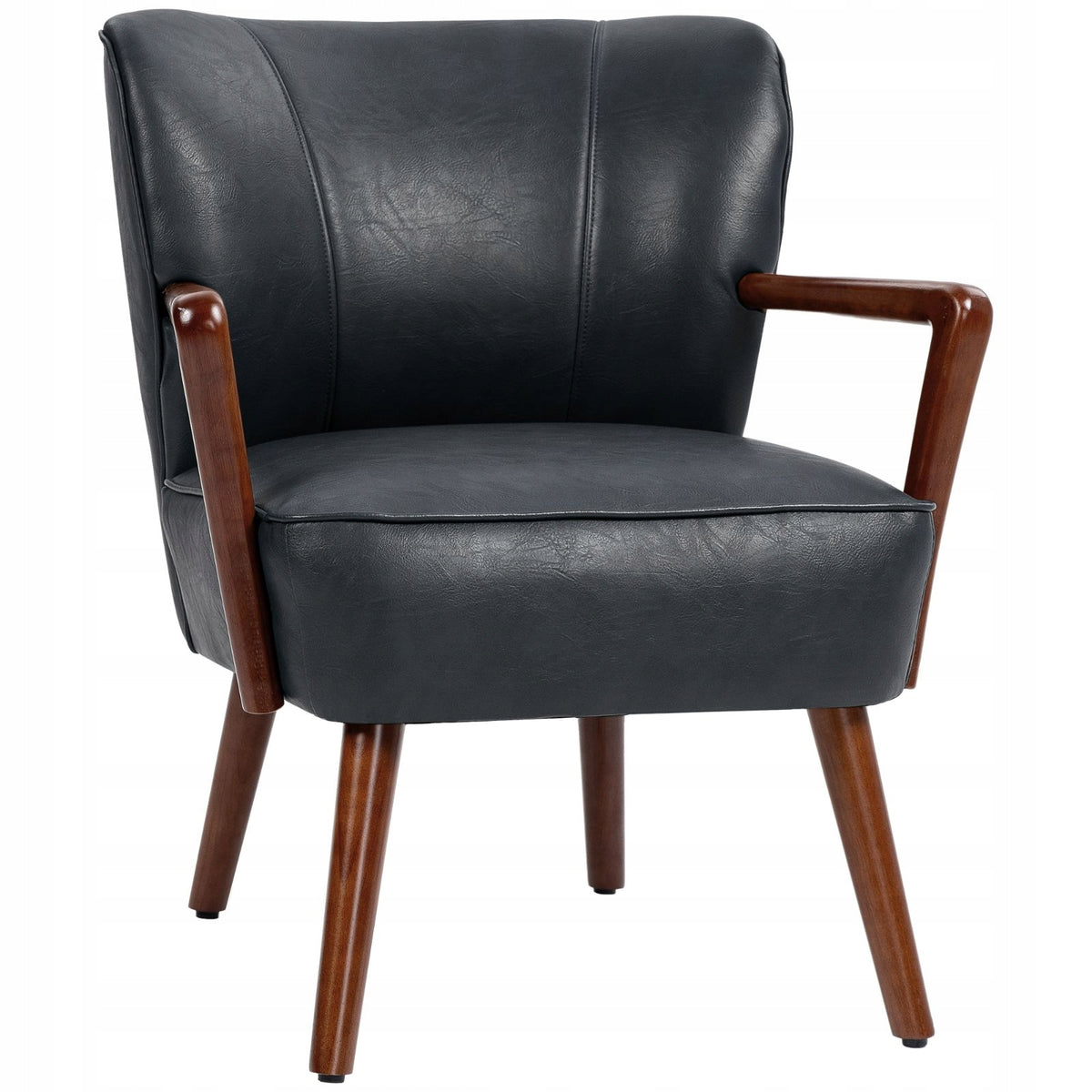 New style Upholstered chair with armrests black eco leather