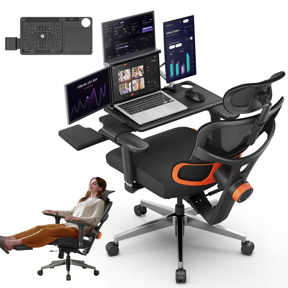 Newtral NT002 Ergonomic Office Chair with Footrest and Laptop Table