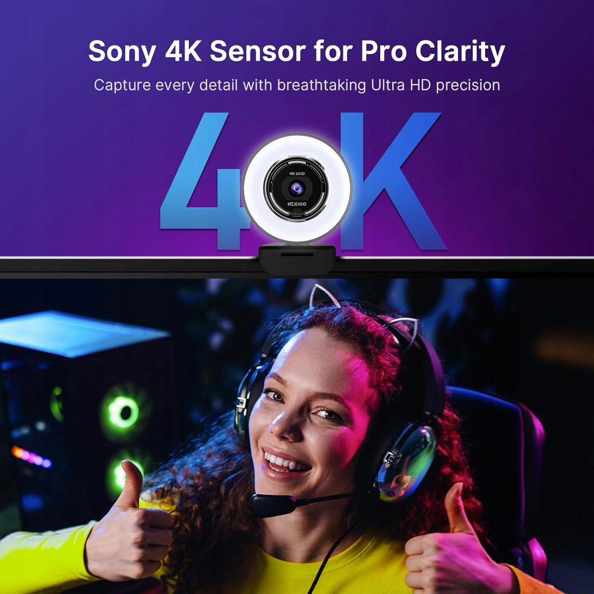 NexiGo Webcam 4K Ring Light Packaging status original