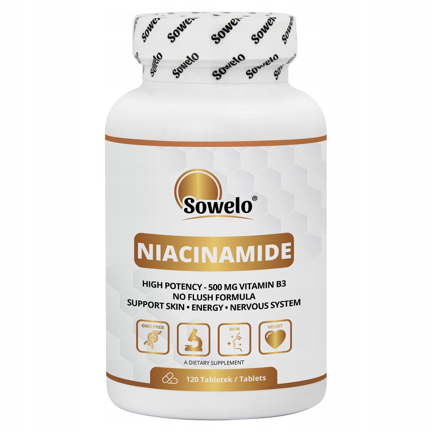 Niacinamide 500 mg (Vitamin B3) 120 Tab – Niacinamide, Energy – Sowelo
