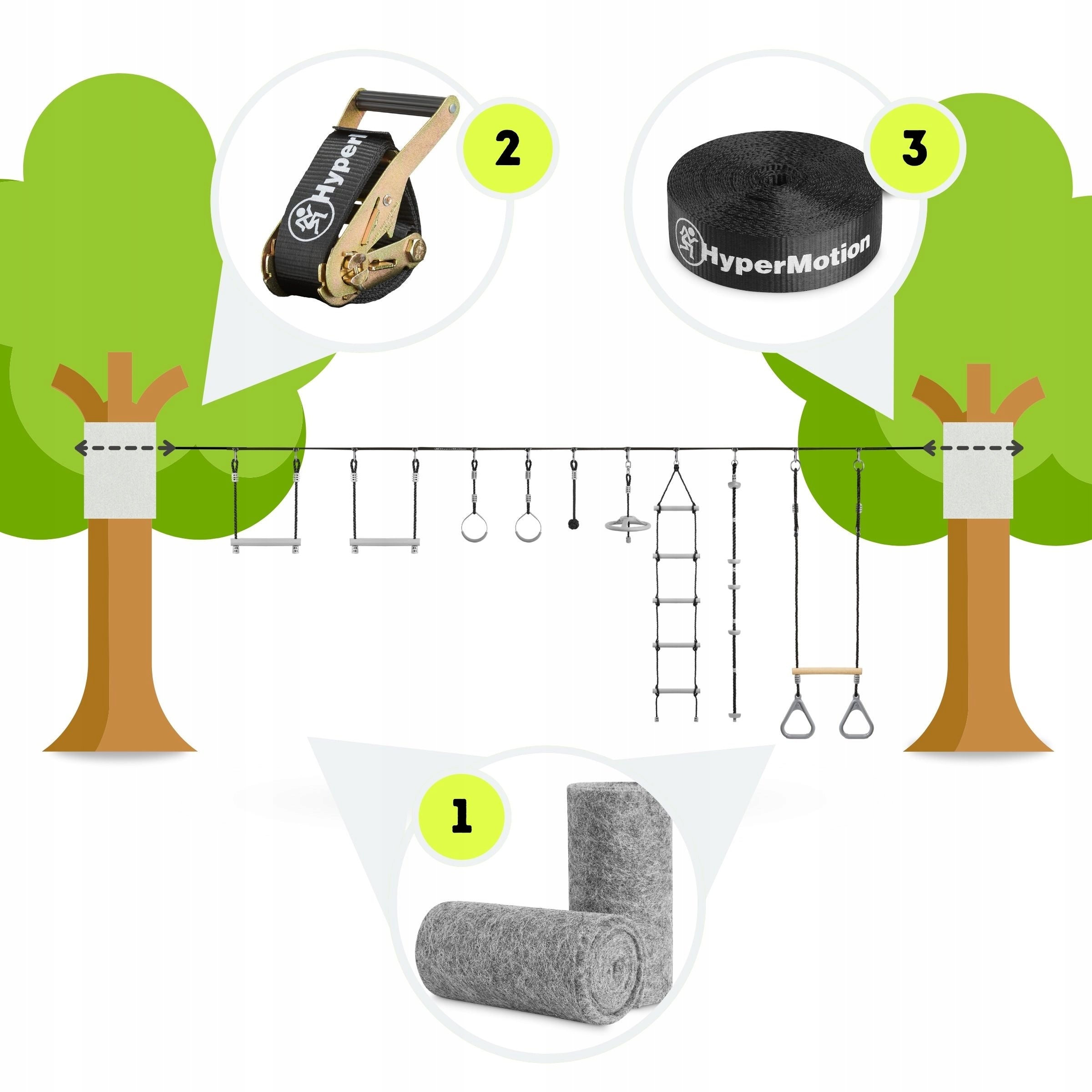 Ninja obstacle course for kids set slackline 9 obstacles FUN GARDEN Dominant material metal