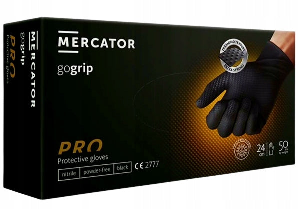 Nitrile gloves L Mercator black gogrip