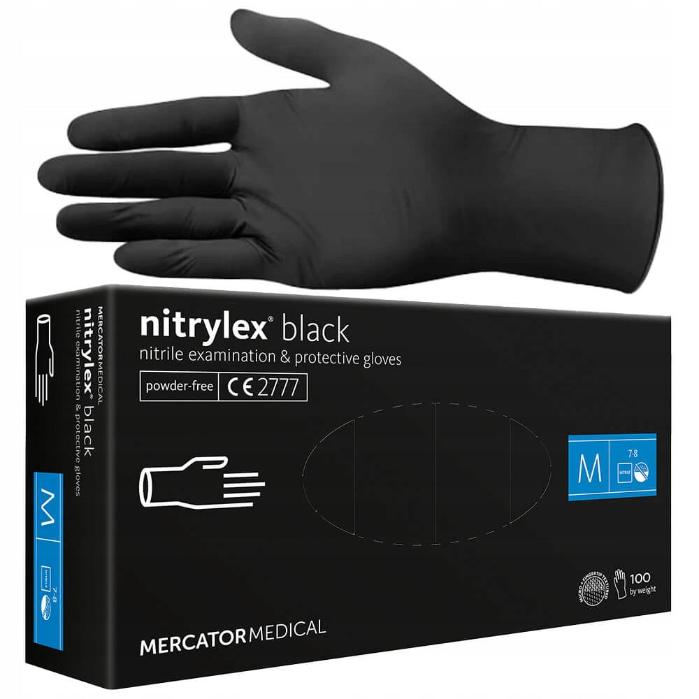 Nitrile gloves strong NITRYLEX BLACK 100sz MERCATOR BLACK M