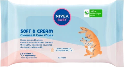 Nivea Baby Soft & Cream Cleanse & Care Wipes - For Kids, 57 Count Brand NIVEA Baby