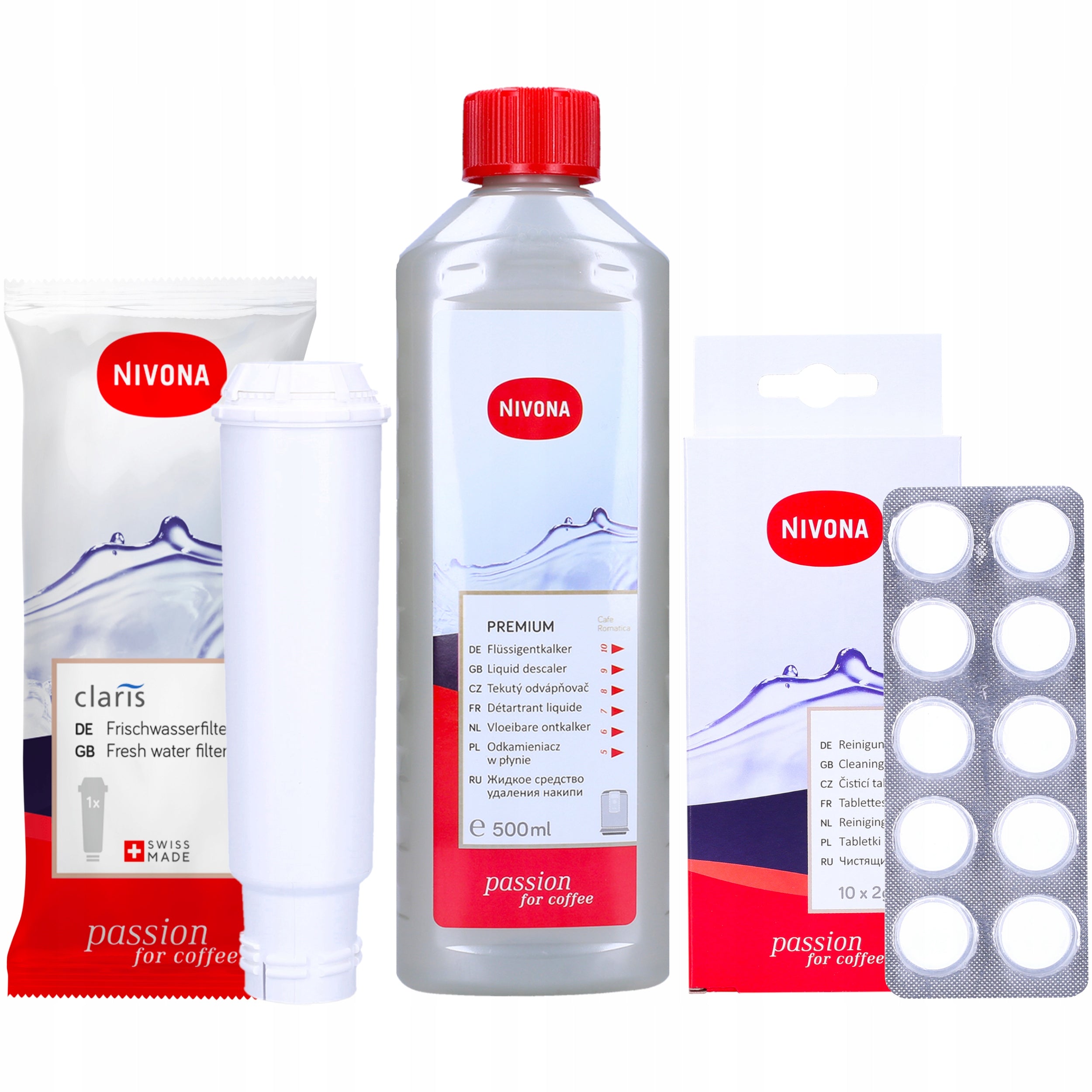 Nivona Set for Espresso Machine: Water Filter Descaler for Tablet Maker