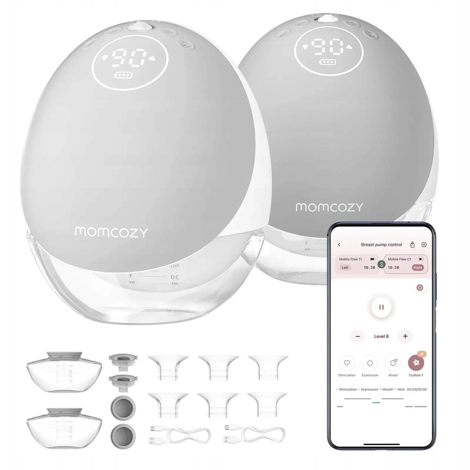 No name Momcozy M9 Double grey | Breast pump | 150ml Packaging status original