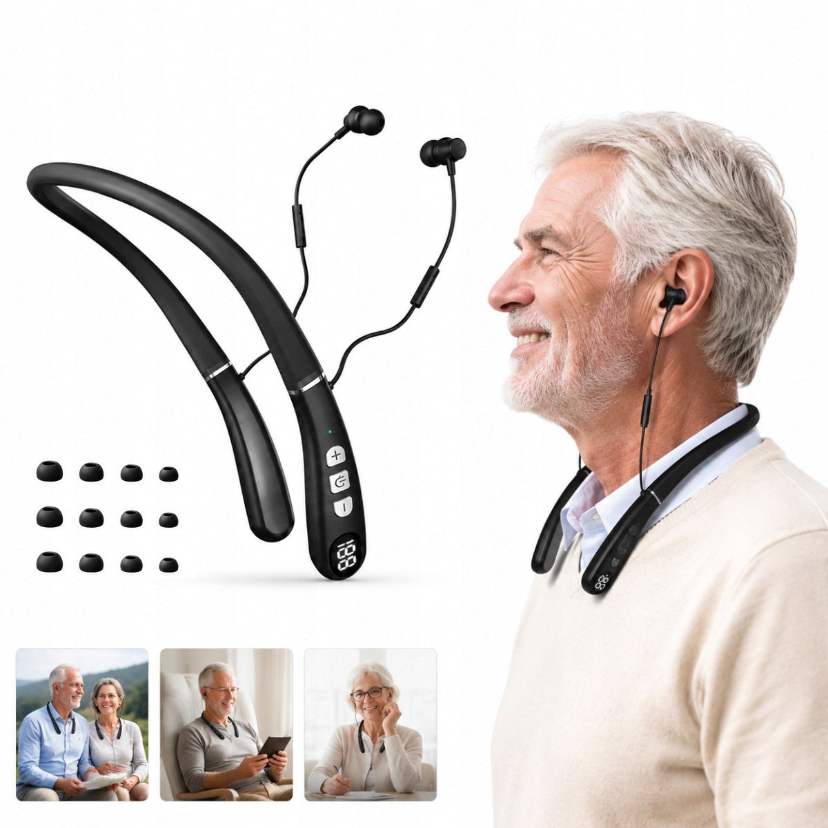 Noise Cancelling Neckband Hearing Aid for Mild 32-Channel