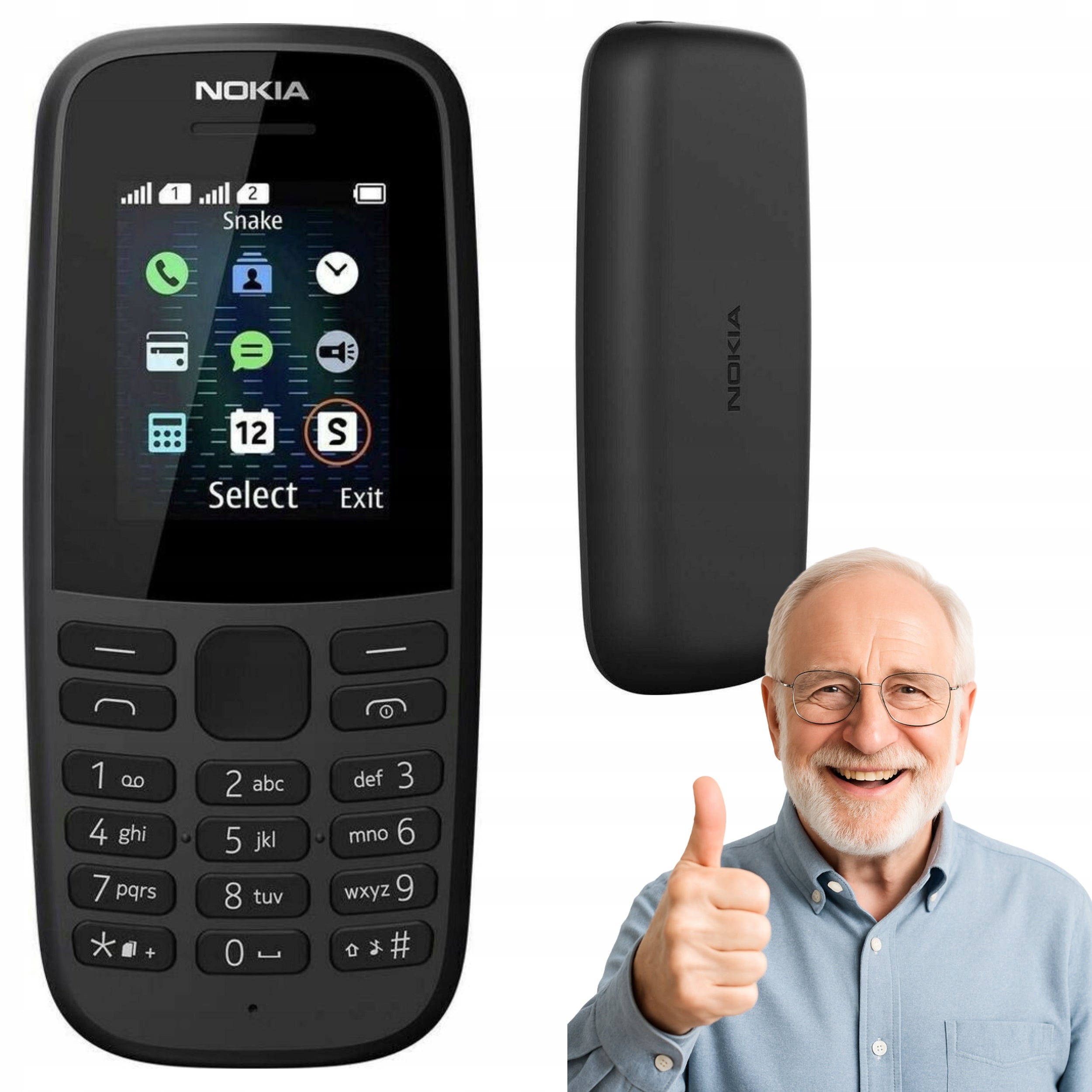 Nokia 105 Simple Mobile Phone with Keyboard 2G Dualsim Lightweight Black