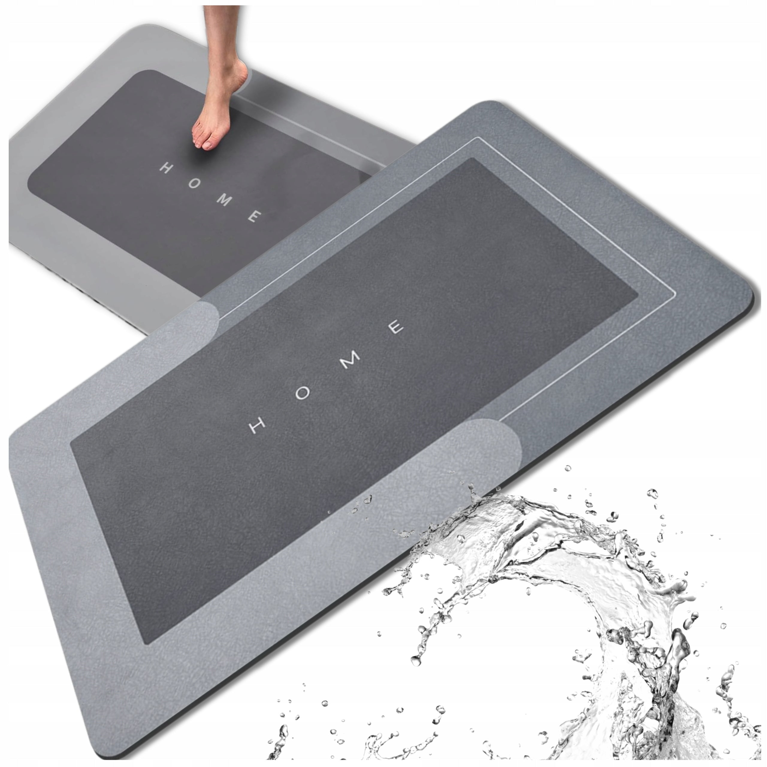 Non-SLIP Bathroom Rug 50x80 cm Grey Absorbent Bathroom Mat