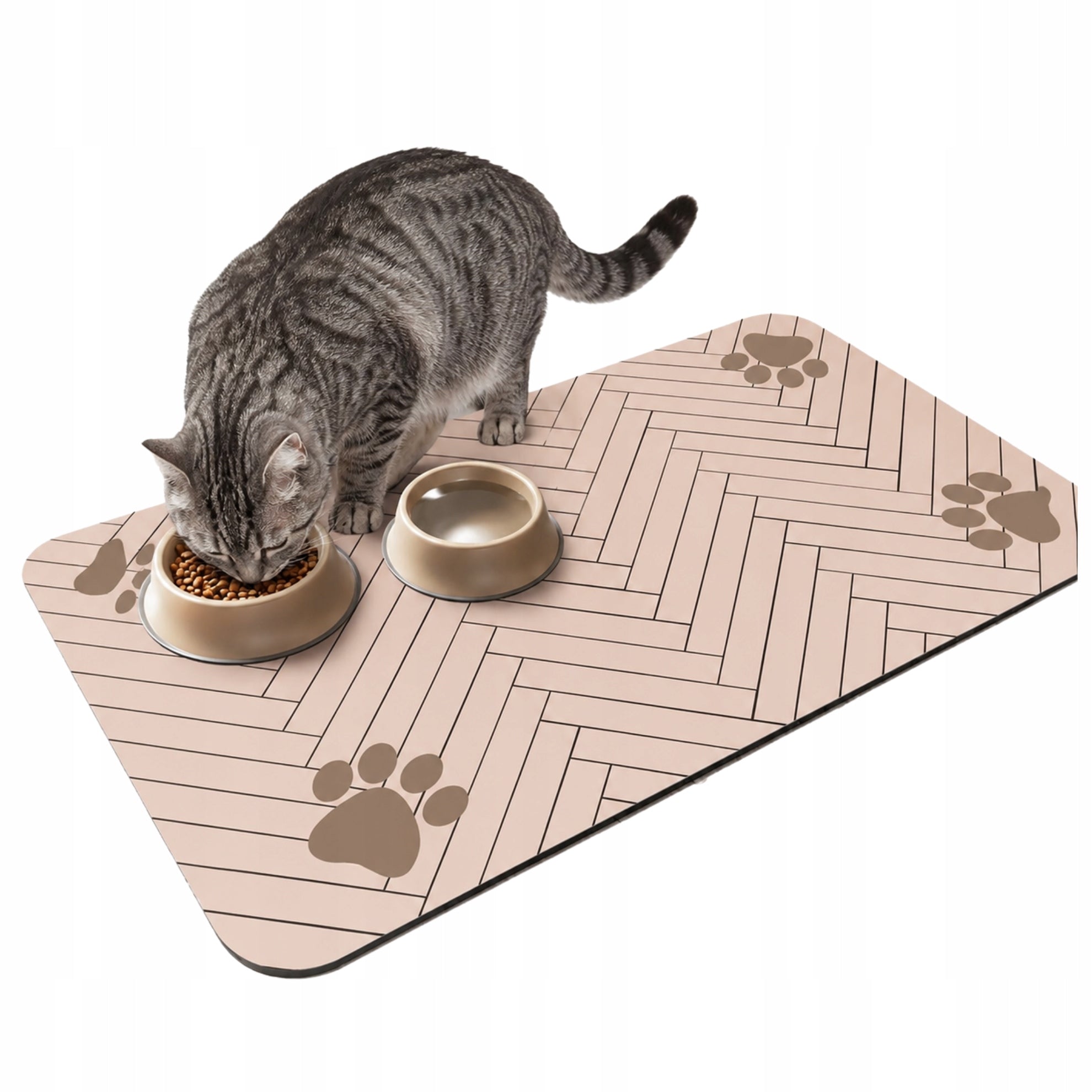 Non-Slip Cat Dog Bowl Mat Protective Mat 30x40cm Color beige