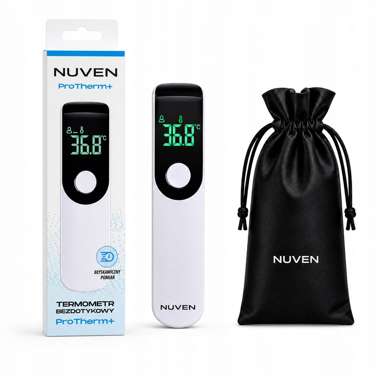 Non-contact instant thermometer NUVEN infrared travel LED + BAG Packaging status original