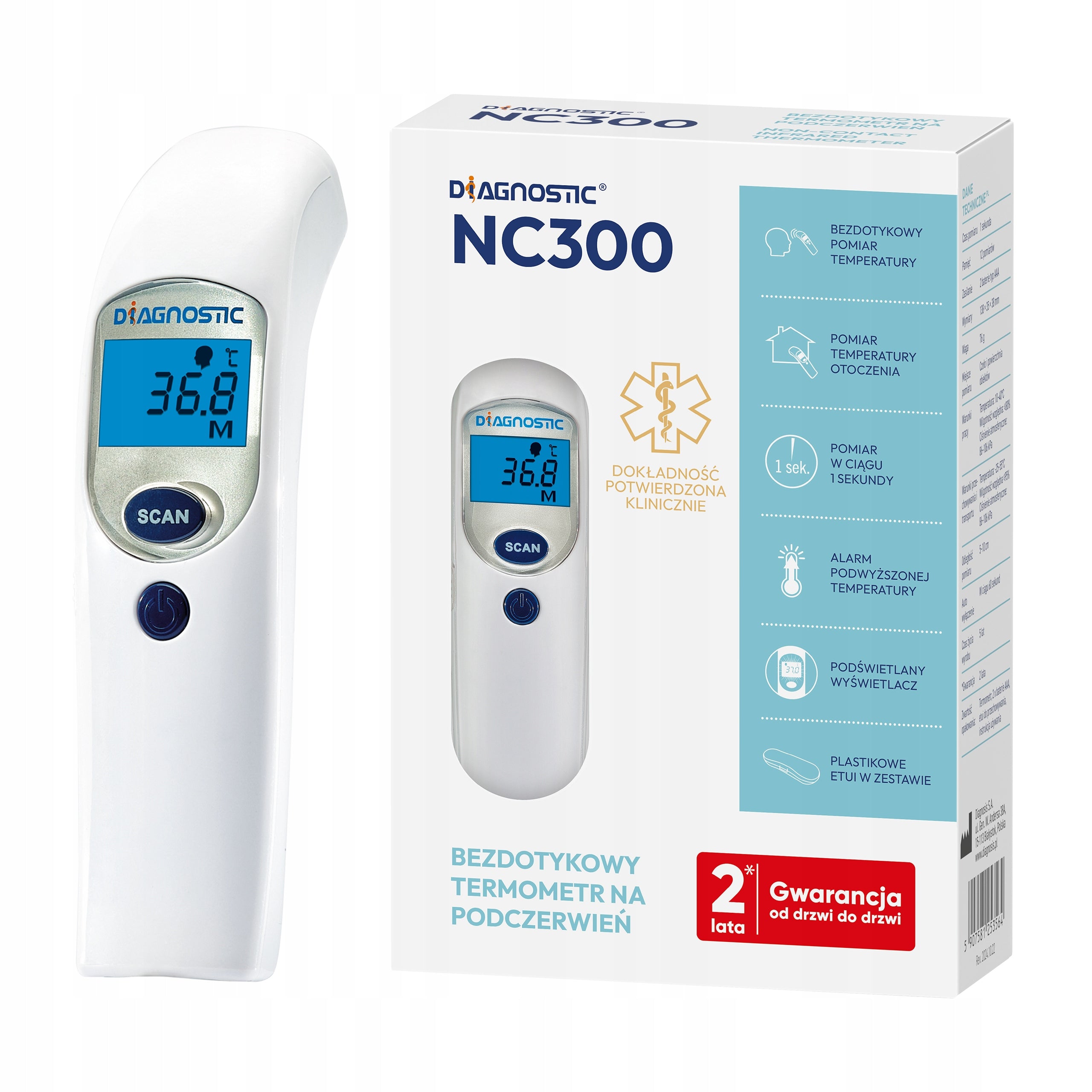 Non-contact thermometer DIAGNOSTIC NC 300 for red 1 second MEDICAL