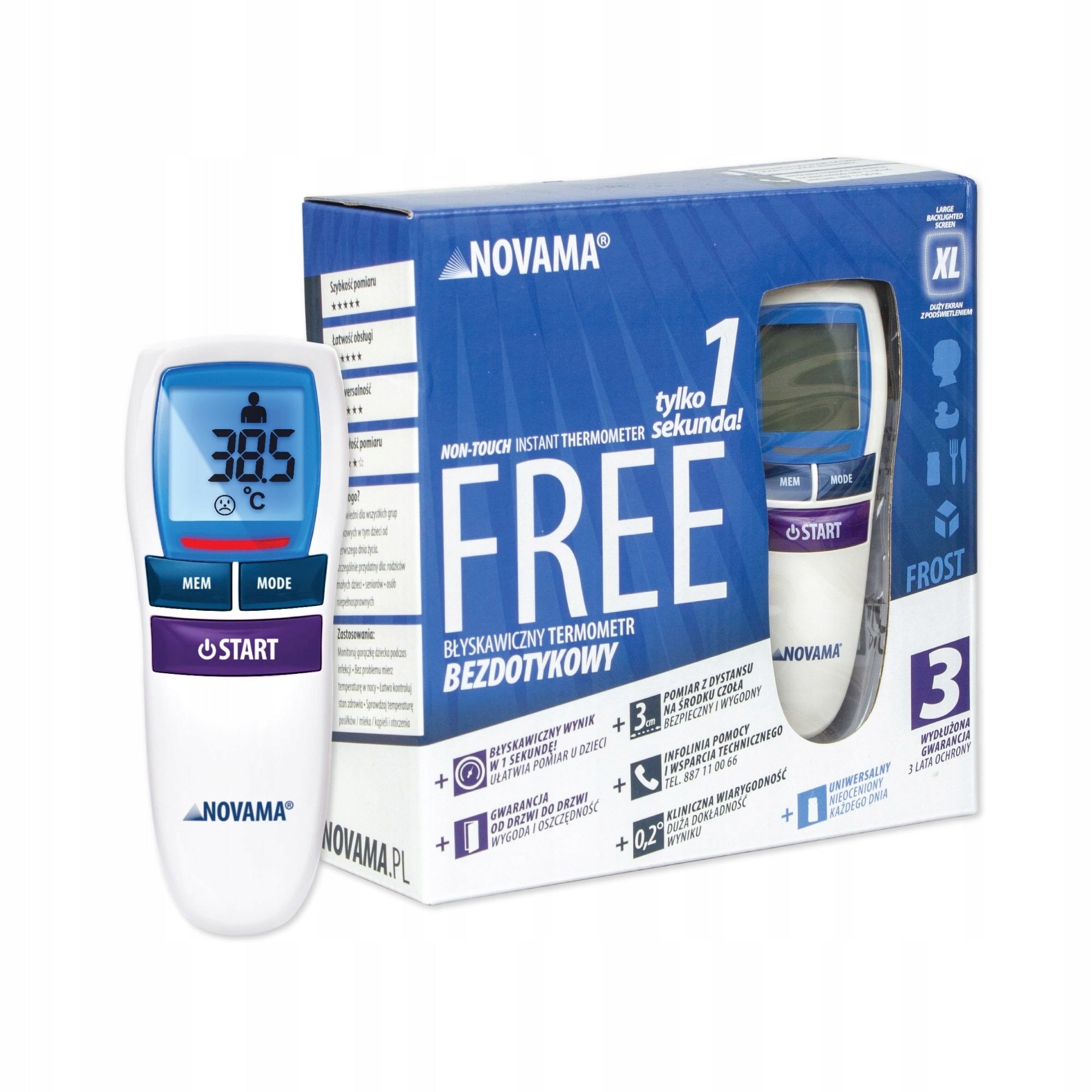 Non-contact thermometer fast accurate NOVAMA FREE FROST