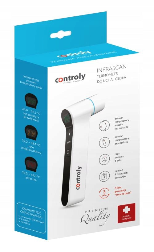 Non-contact thermometer - fast and accurate to the ear/forehead Controly Manufacturer code 5907222807132