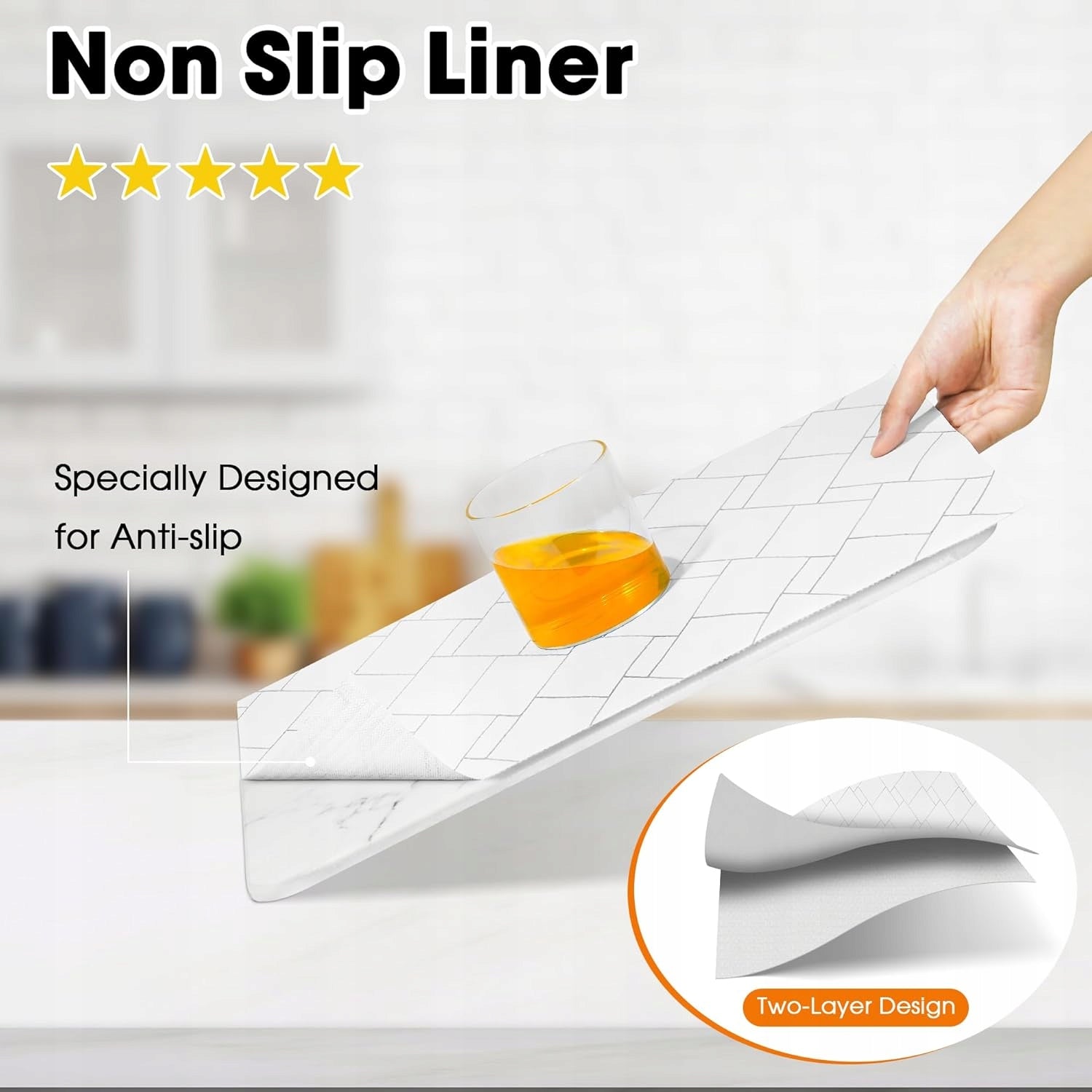 Non-slip Kitchen Drawer Mat Waterproof White 30x900 cm Packaging status original