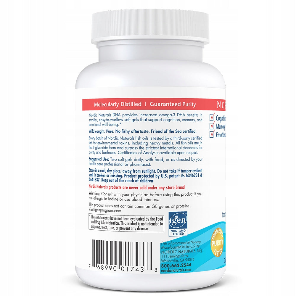 Nordic DHA 830mg OMEGA-3 STRAWBERRY SMALL CAPSULES 90 Expiration date not specified