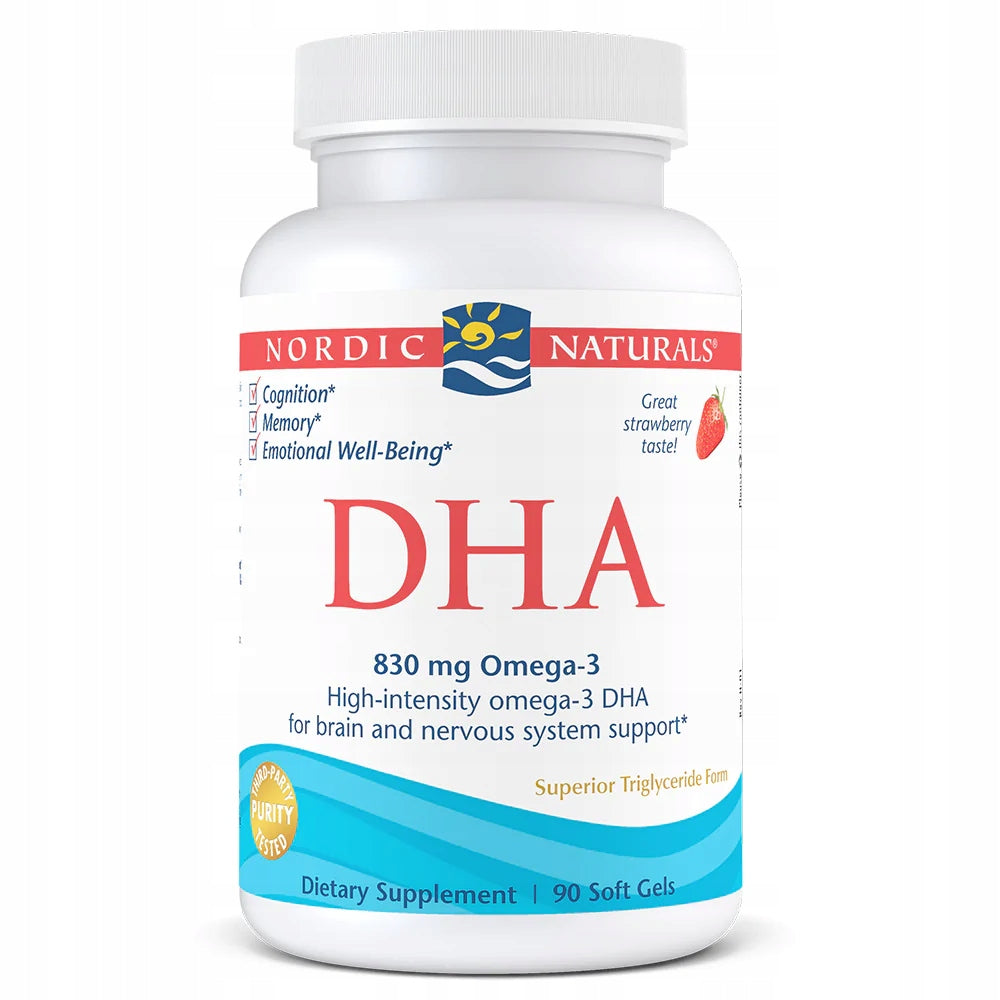 Nordic DHA 830mg OMEGA-3 STRAWBERRY SMALL CAPSULES 90