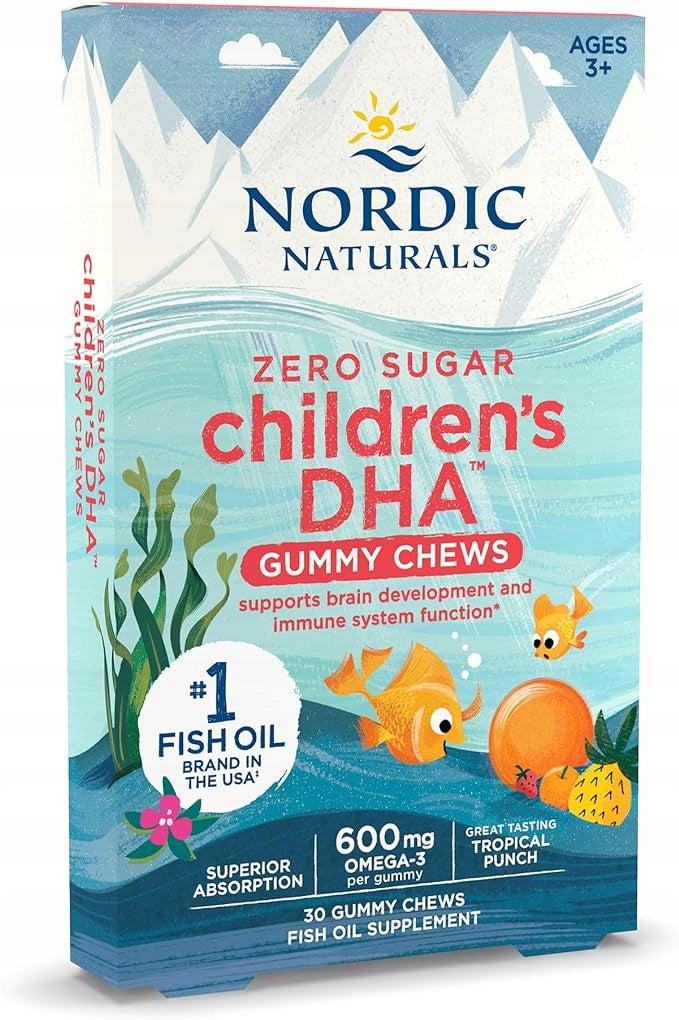 Nordic Naturals Children's DHA Tropical Punch 600 mg 30 Gummy Fish OMEGA-3